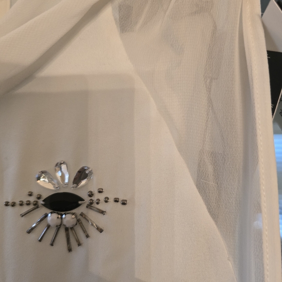 Robert Rodriguez Sleeveless Beaded Sheer Blouse Evening Wear Sz Medium - Picture 4 of 12